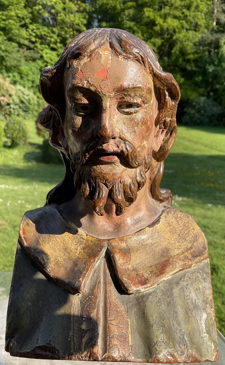 Tête de chist en bois polychrome XVIIIe