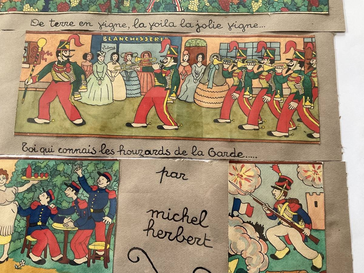 7 Aquarelles chansons de Route par MICHEL HERBERT  MONTMARTRE-photo-2