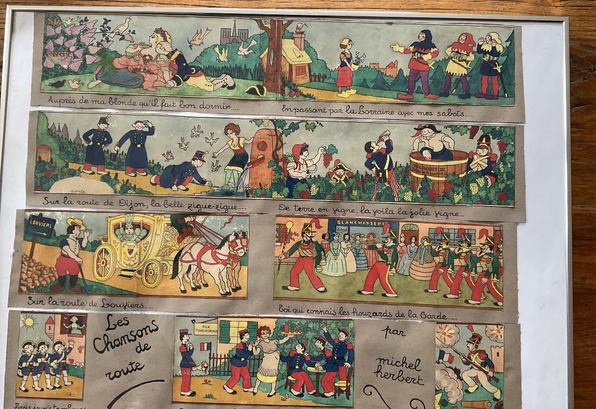 7 Aquarelles chansons de Route par MICHEL HERBERT  MONTMARTRE-photo-4