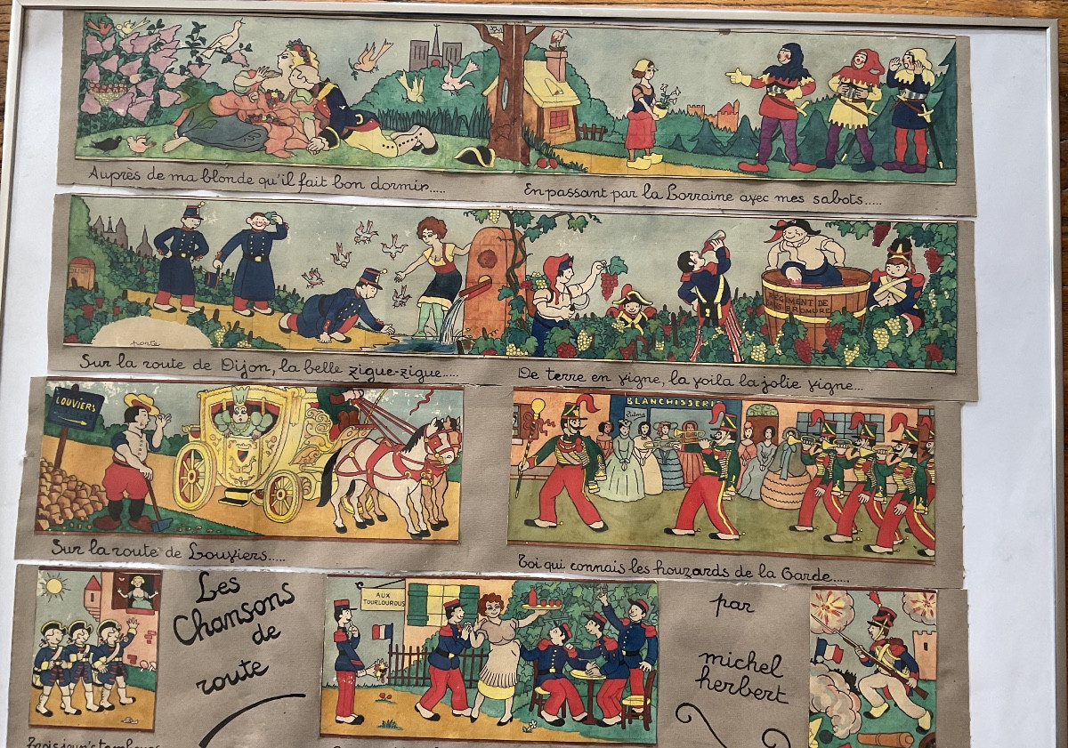 7 Aquarelles chansons de Route par MICHEL HERBERT  MONTMARTRE