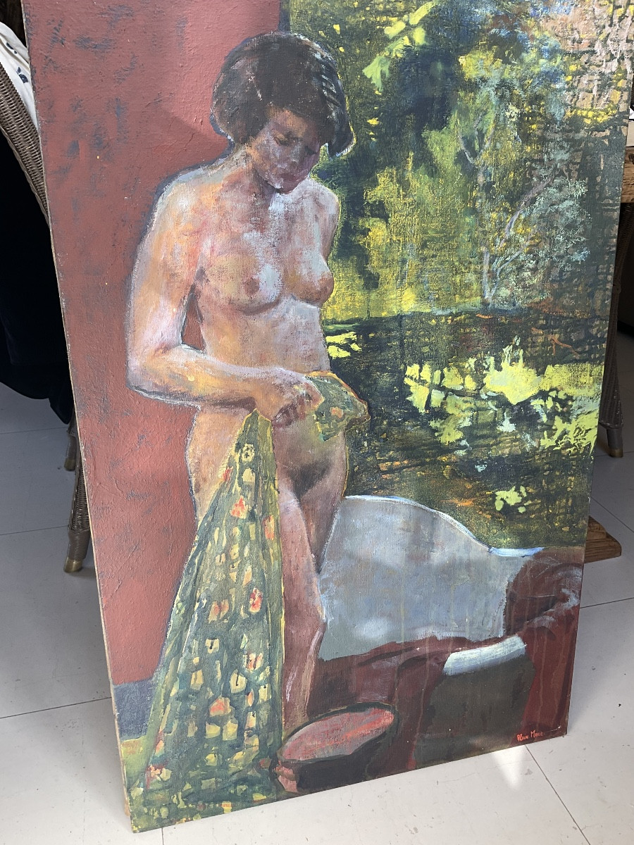 Grande toile d’Alain Marie nu en extérieur -photo-2