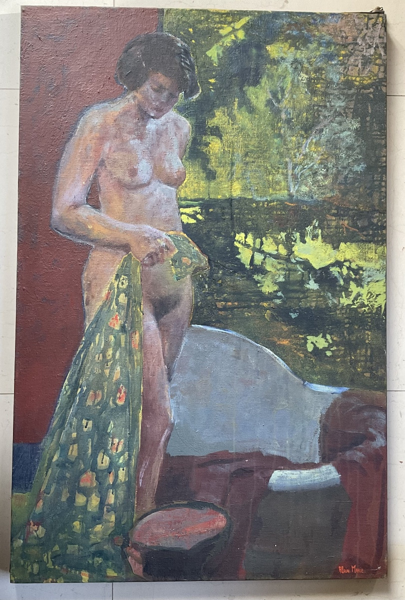 Grande toile d’Alain Marie nu en extérieur -photo-3
