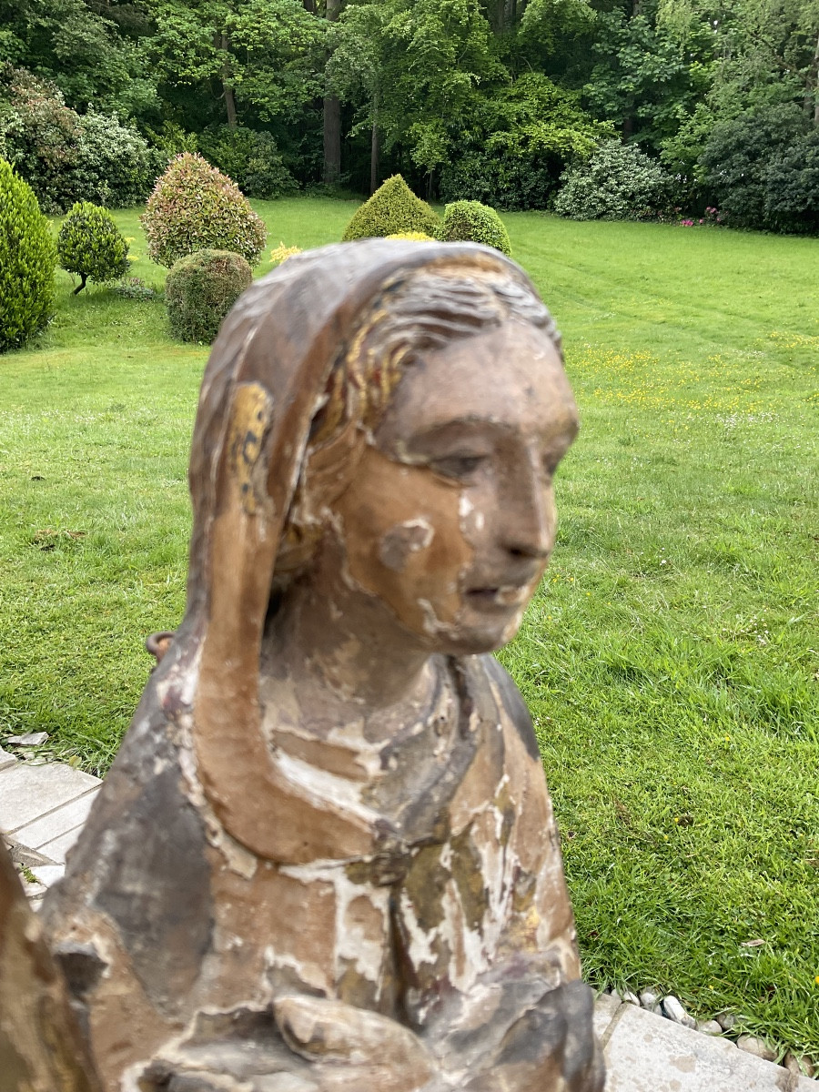 Wooden Statue, Remains Of Polychromy 17th Century-photo-3