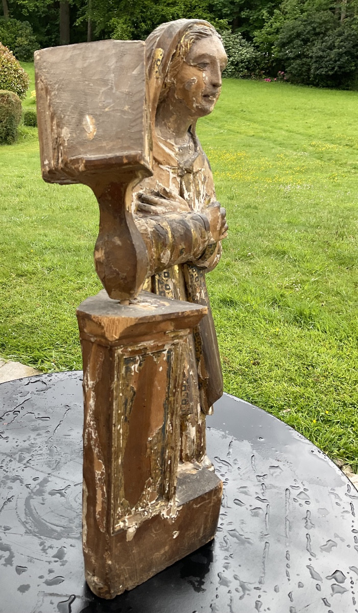 Wooden Statue, Remains Of Polychromy 17th Century-photo-4