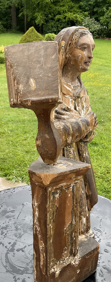 Wooden Statue, Remains Of Polychromy 17th Century-photo-1