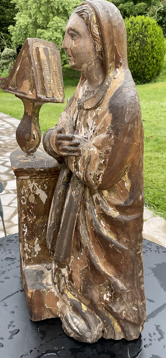 Wooden Statue, Remains Of Polychromy 17th Century-photo-3
