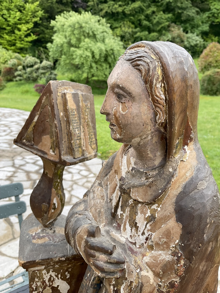 Wooden Statue, Remains Of Polychromy 17th Century-photo-4