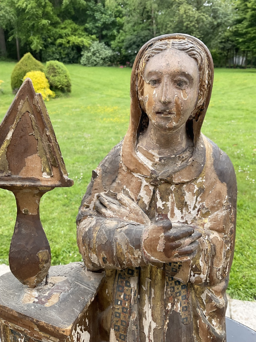 Wooden Statue, Remains Of Polychromy 17th Century-photo-5