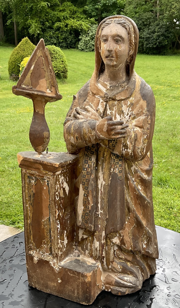 Wooden Statue, Remains Of Polychromy 17th Century-photo-6