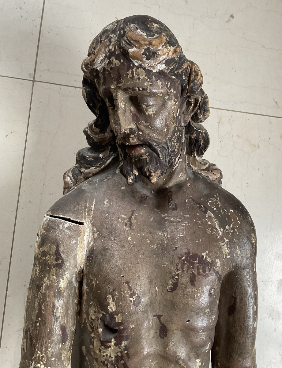 Christ ressuscité bois XVIIe polychrome 110cm-photo-2