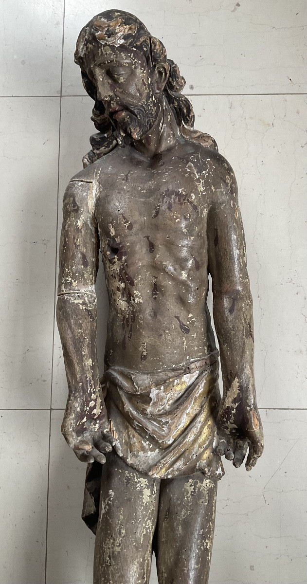 Christ ressuscité bois XVIIe polychrome 110cm-photo-3