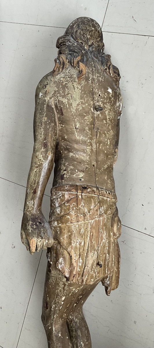 Christ ressuscité bois XVIIe polychrome 110cm-photo-3