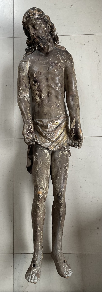 Christ ressuscité bois XVIIe polychrome 110cm