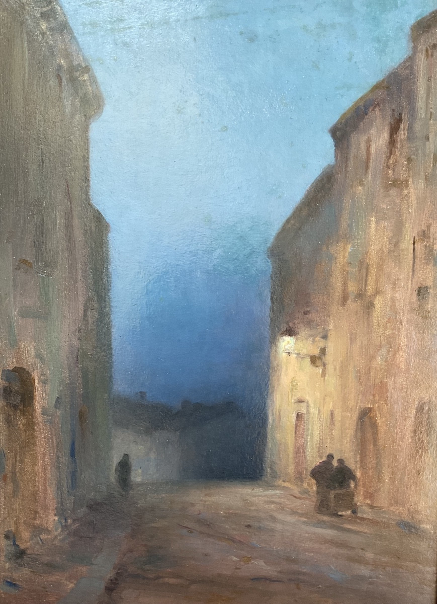 Night By Ricard Cordingley Oil On Cardboard-photo-3