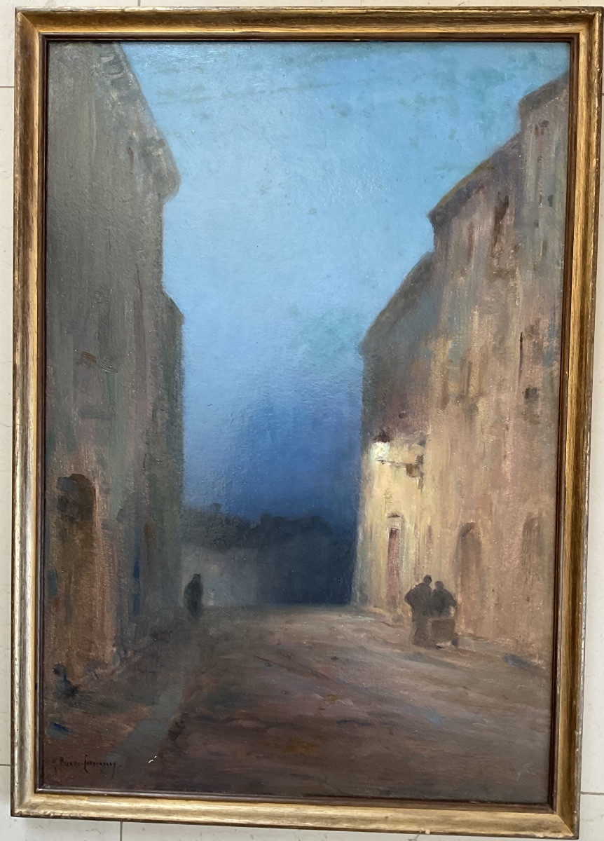 Night By Ricard Cordingley Oil On Cardboard-photo-1