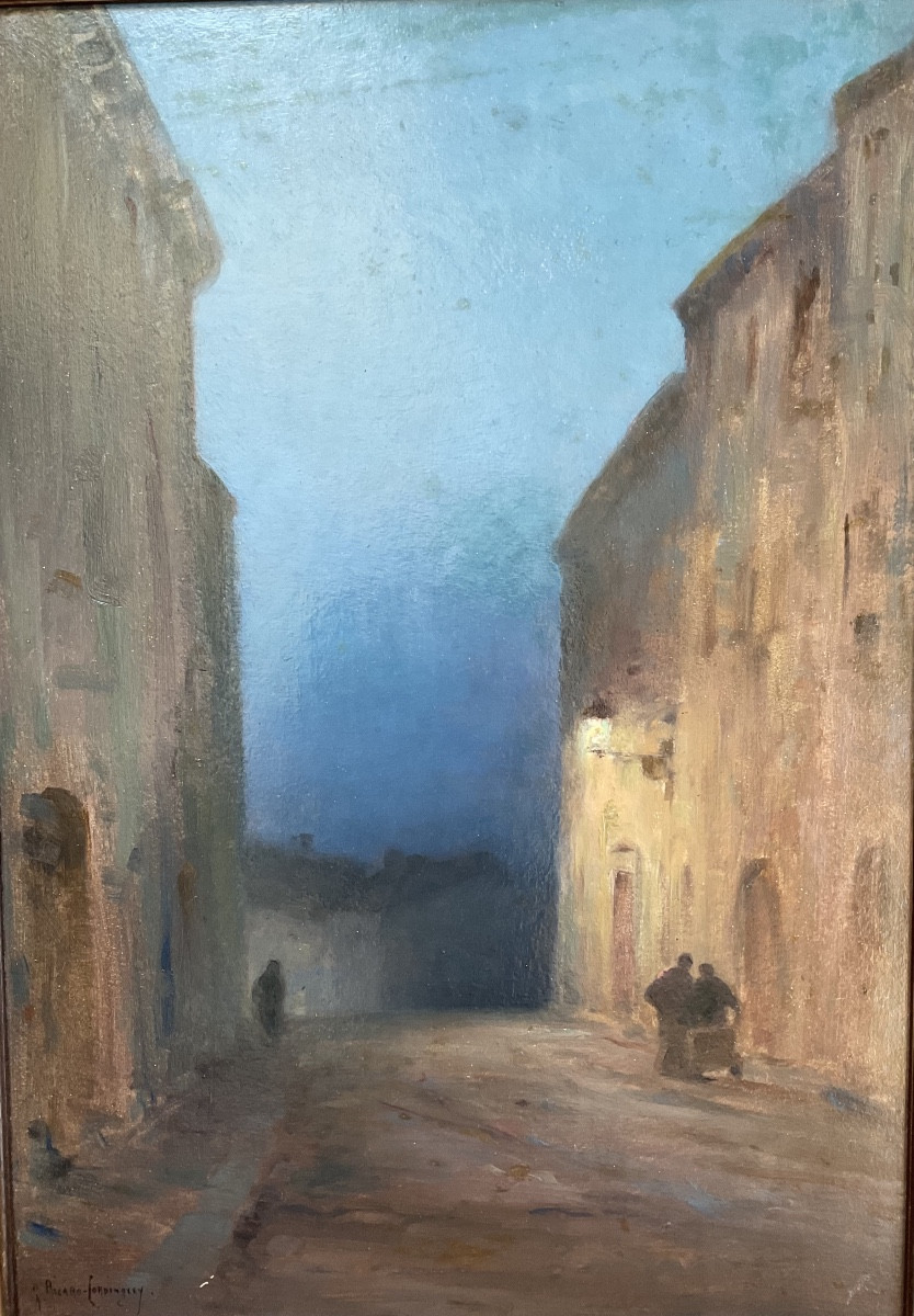 Night By Ricard Cordingley Oil On Cardboard