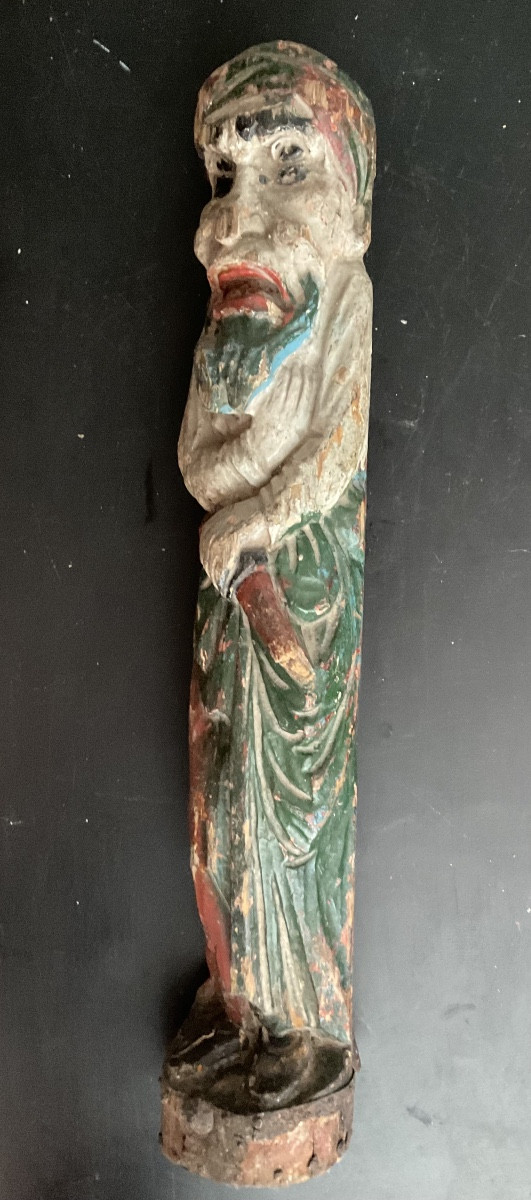 18th-century Polychrome Wooden Statue-photo-2