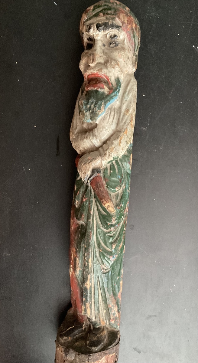 18th-century Polychrome Wooden Statue-photo-3