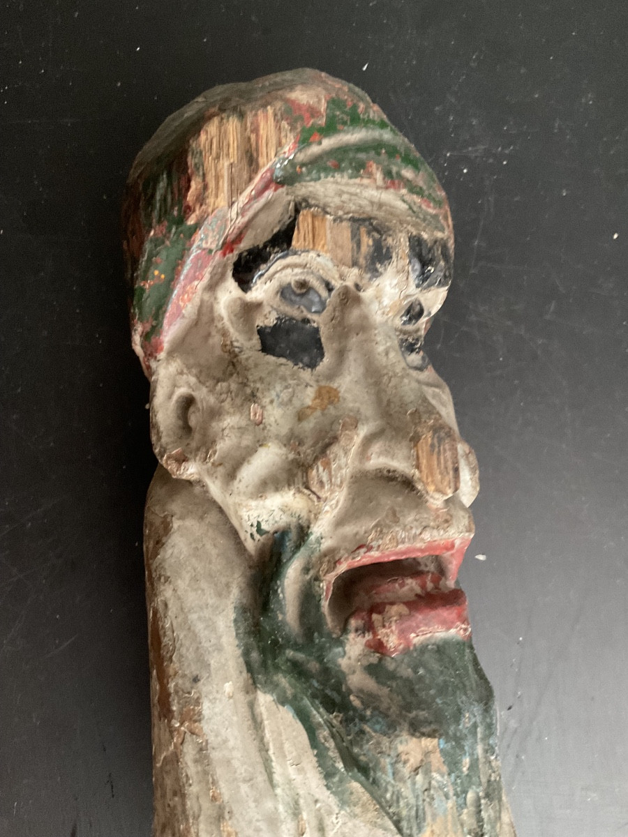 18th-century Polychrome Wooden Statue-photo-4