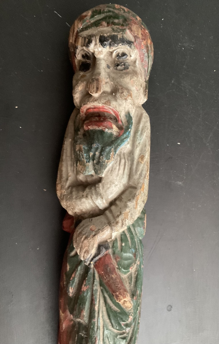 18th-century Polychrome Wooden Statue-photo-2