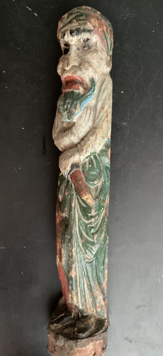 18th-century Polychrome Wooden Statue-photo-6