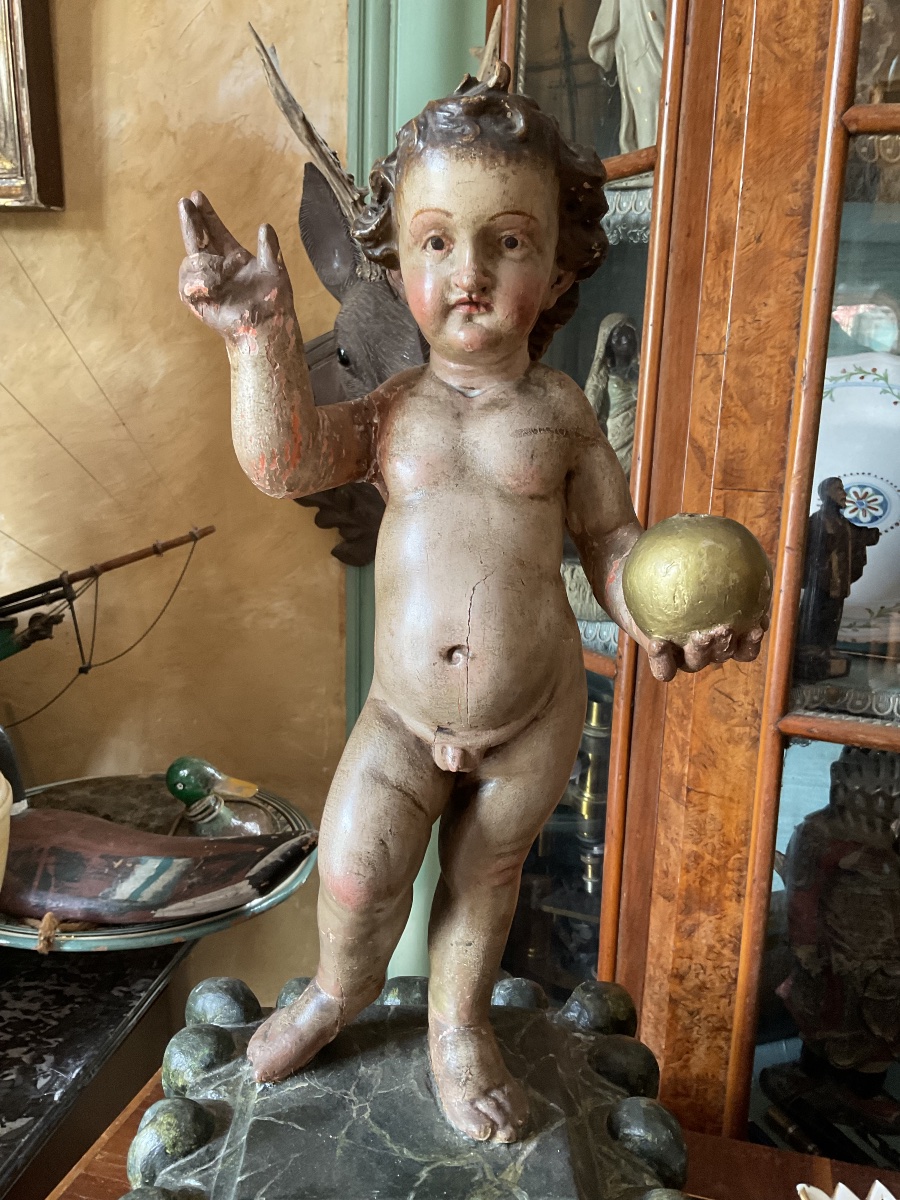 Enfant jesus boi polychrome Espagne XVIIIe-photo-3