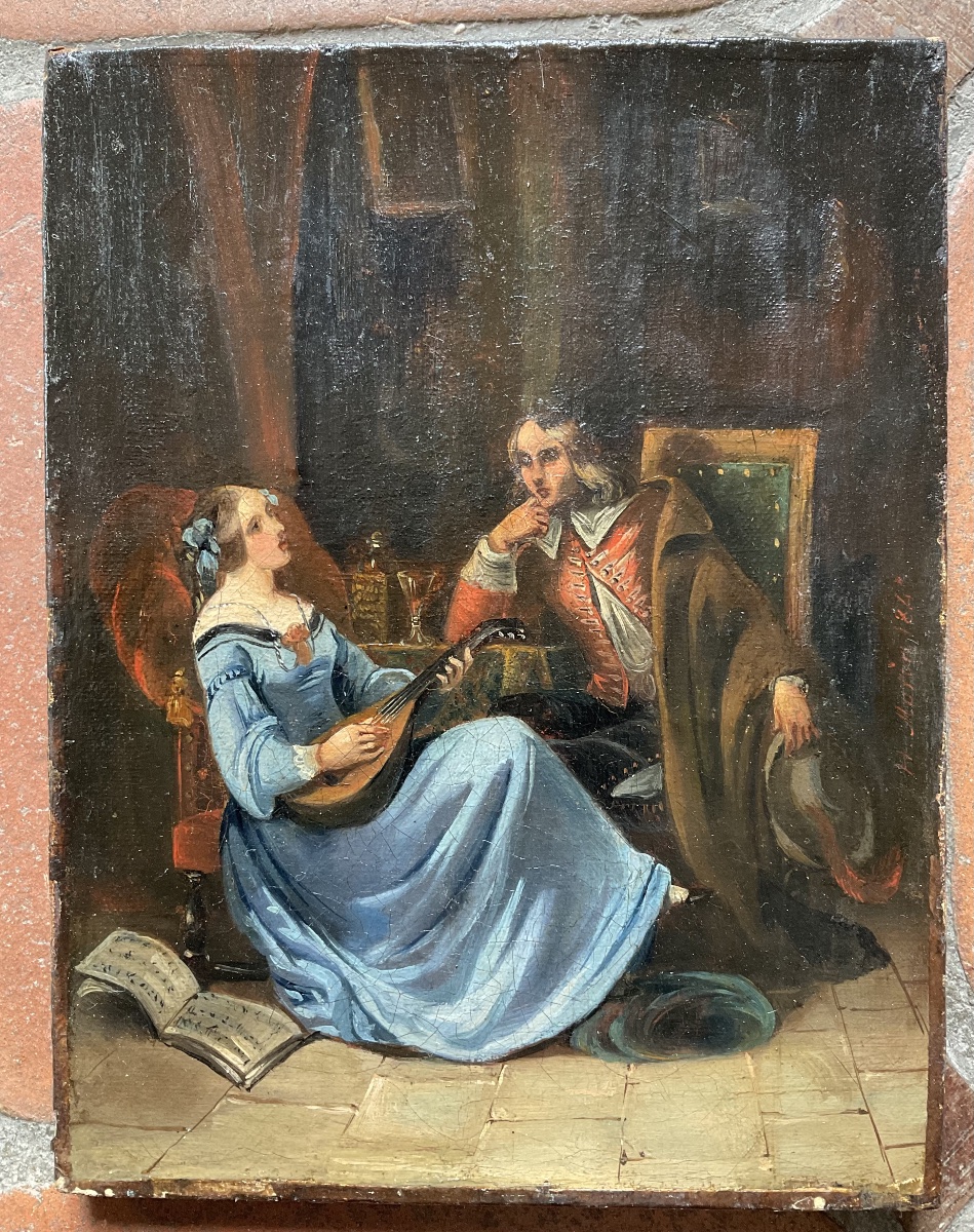 Musician With Mandolin Small Canvas-photo-2