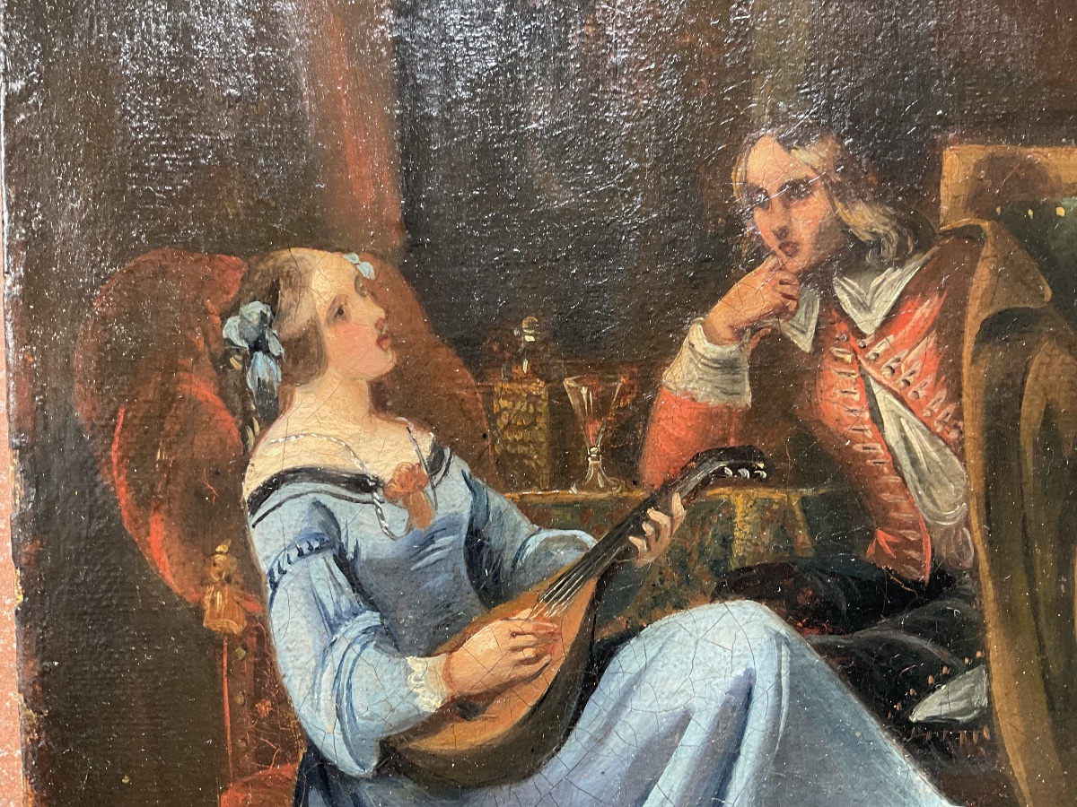 Musician With Mandolin Small Canvas