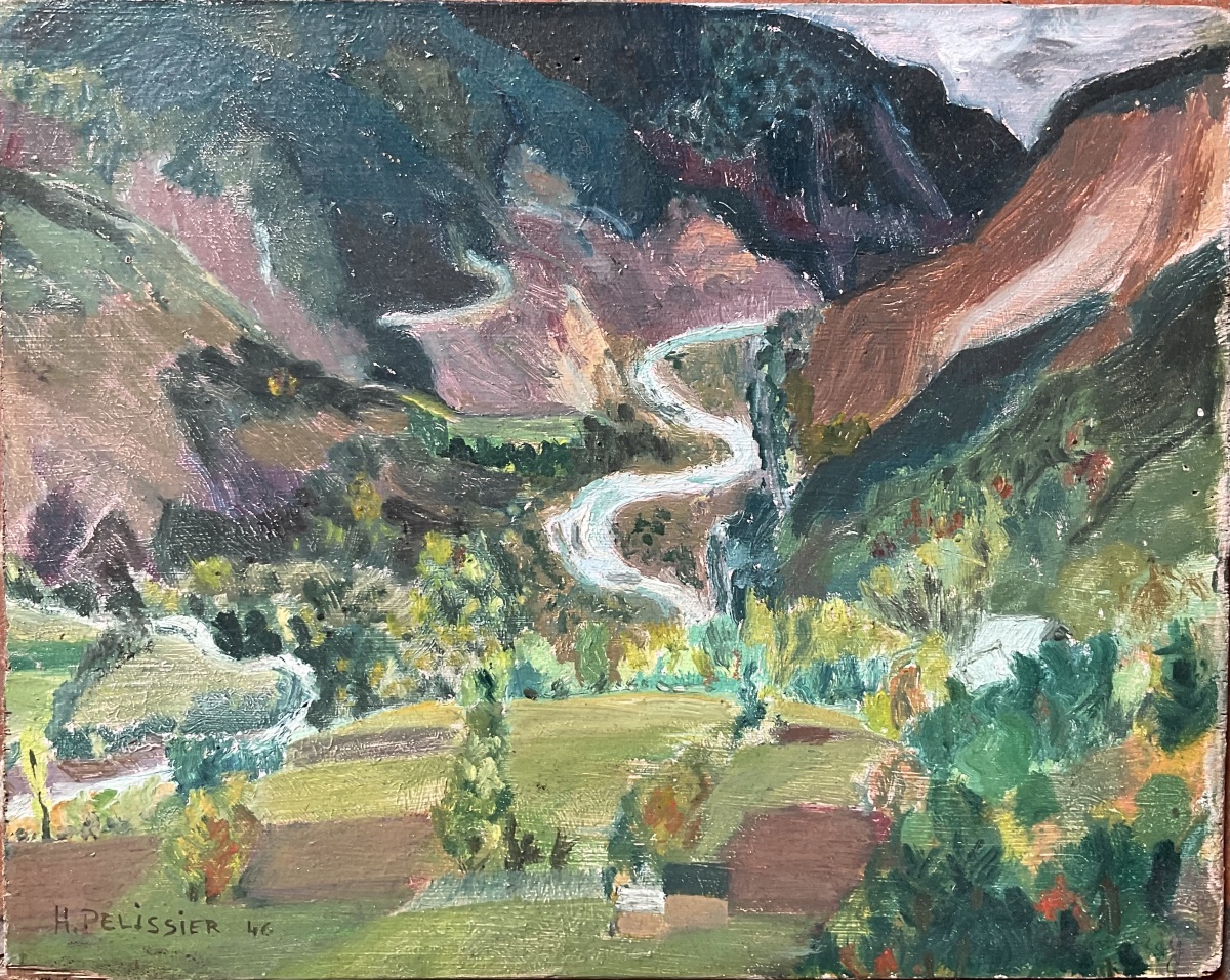 Mountain Landscape By H Pelissier
