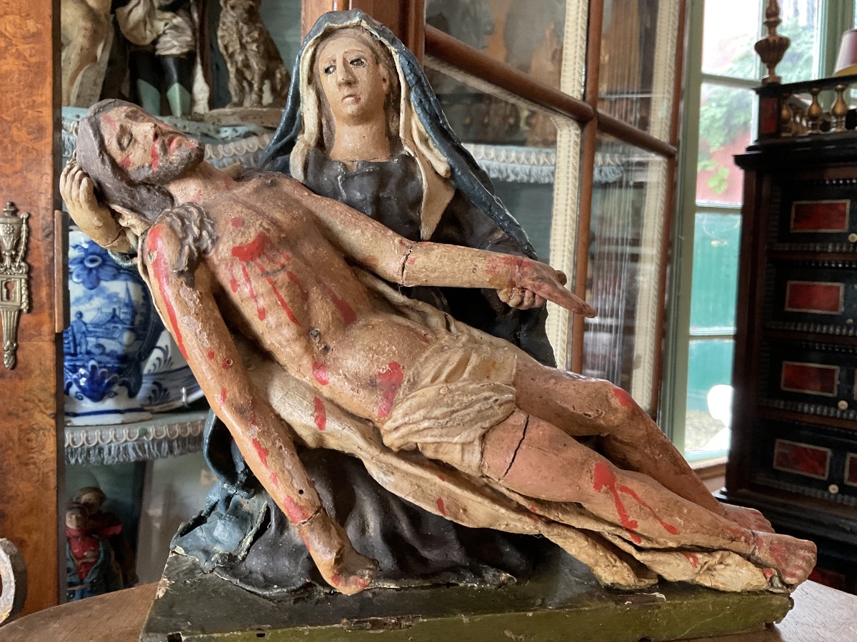 Piéta bois et papier mâché XVIIIe Italie-photo-2