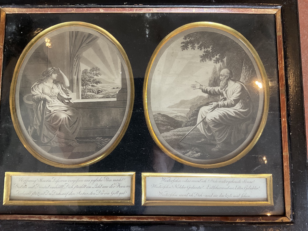 Amazing Pair Of Frames With Engraving And Text In German