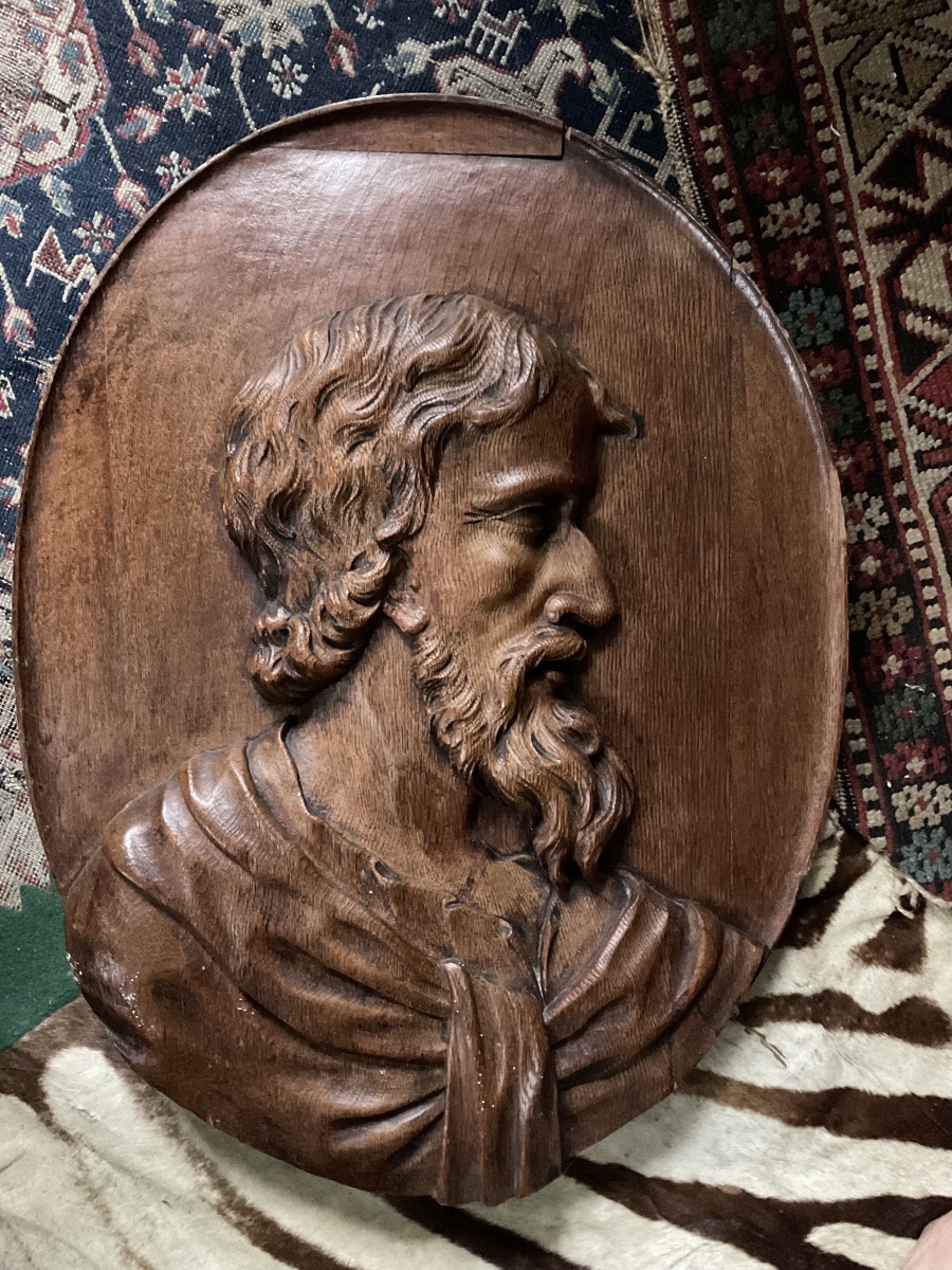 Bois sculpte XVIIe chêne tête d’apôtre 61 //47-photo-1