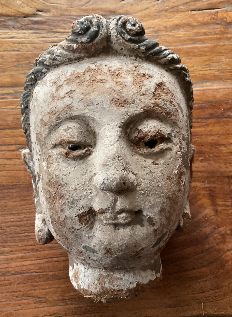 Asian Adobe Head With Glass Eyes-photo-2