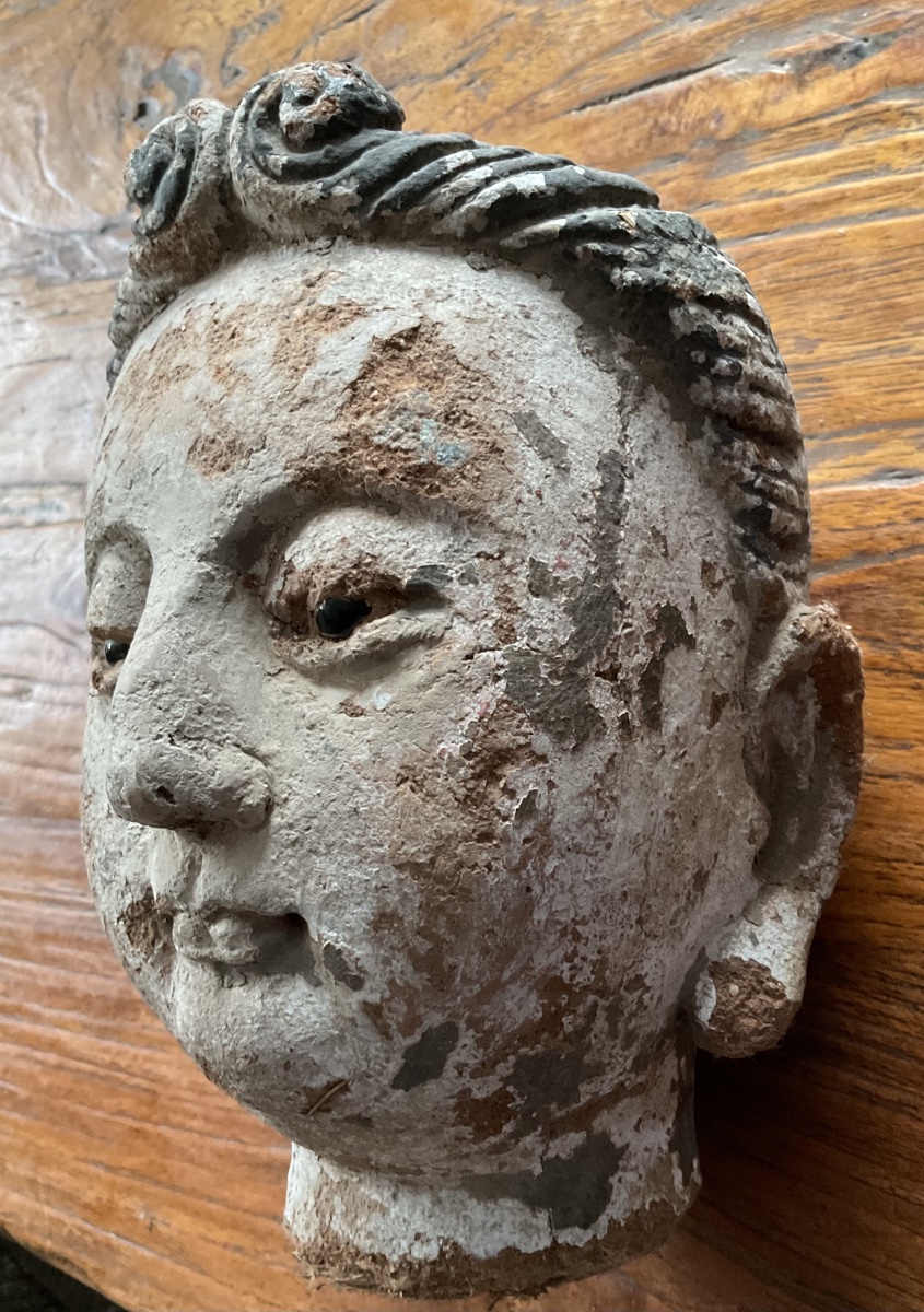 Asian Adobe Head With Glass Eyes-photo-2