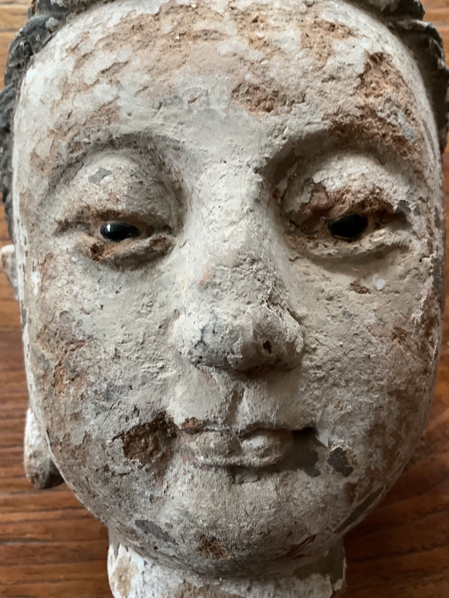 Asian Adobe Head With Glass Eyes-photo-4
