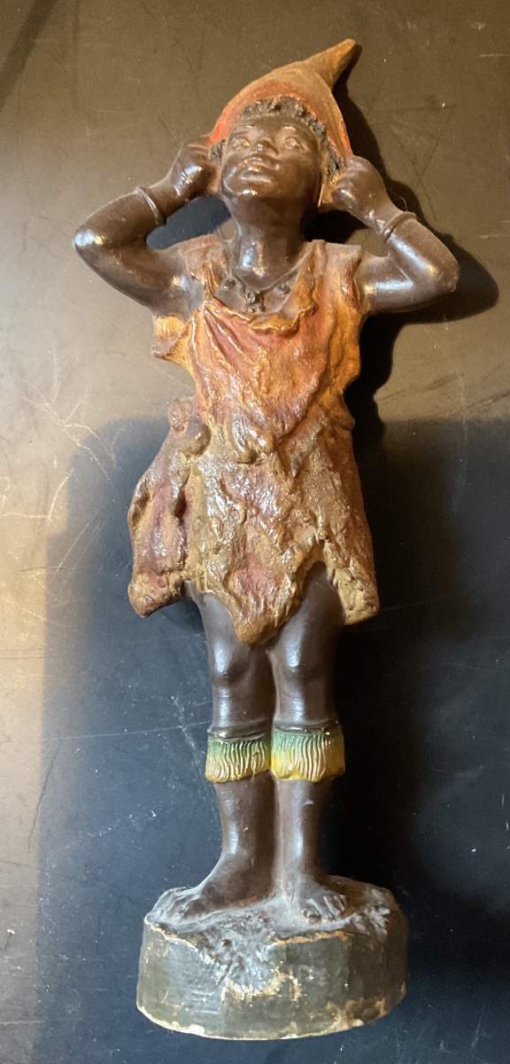 Small Oriental Figure White Terracotta-photo-3
