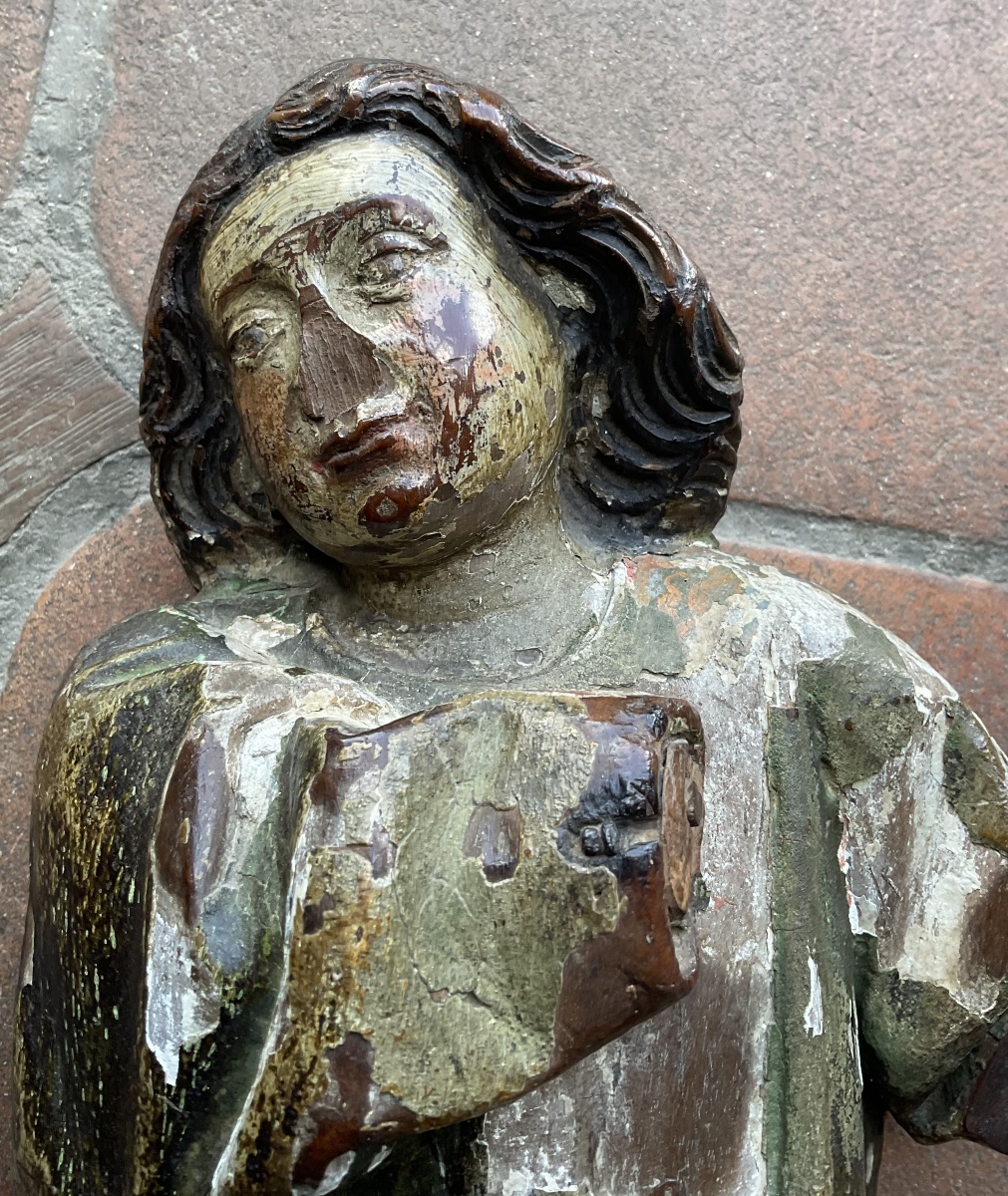 Ange XVIe bois polychrome -photo-3