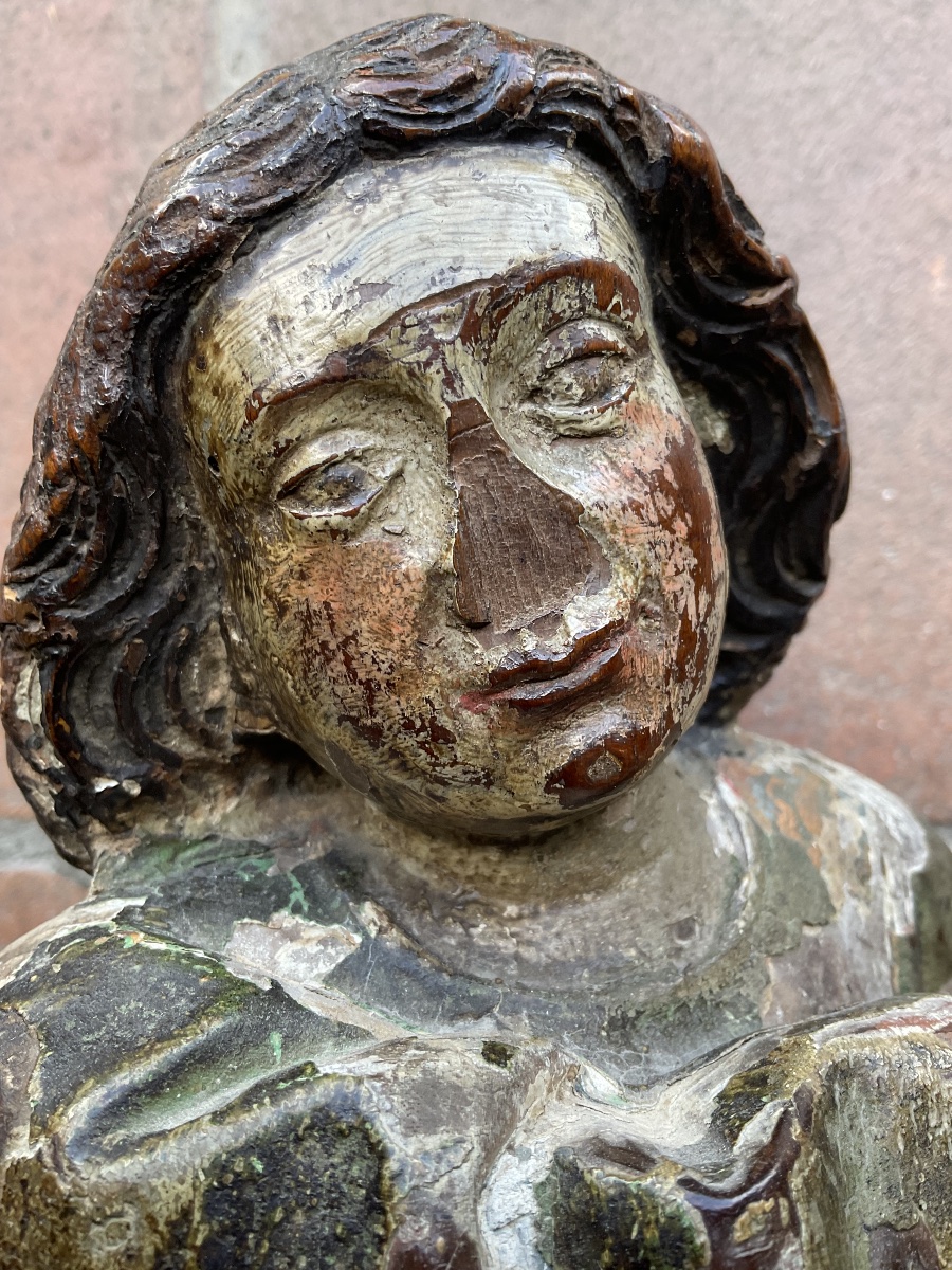 Ange XVIe bois polychrome -photo-2