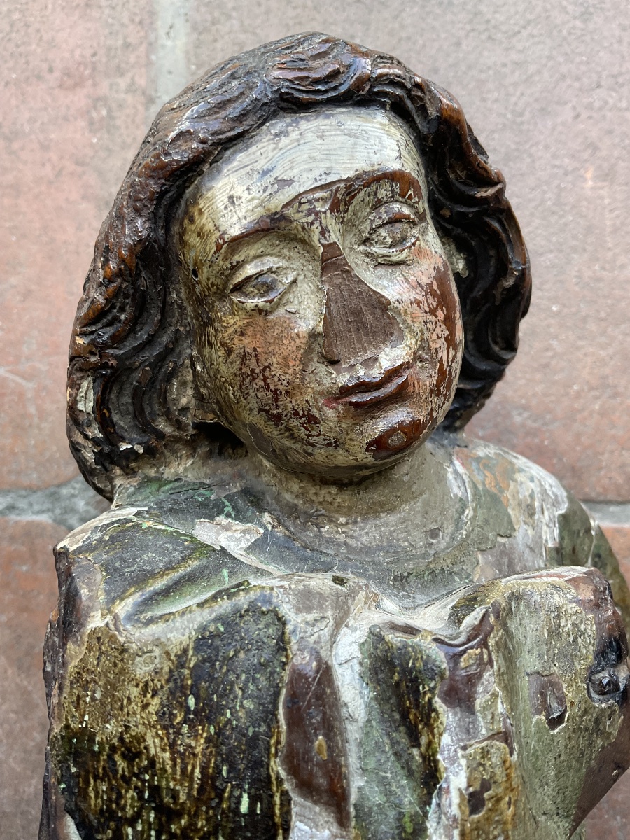 Ange XVIe bois polychrome -photo-3