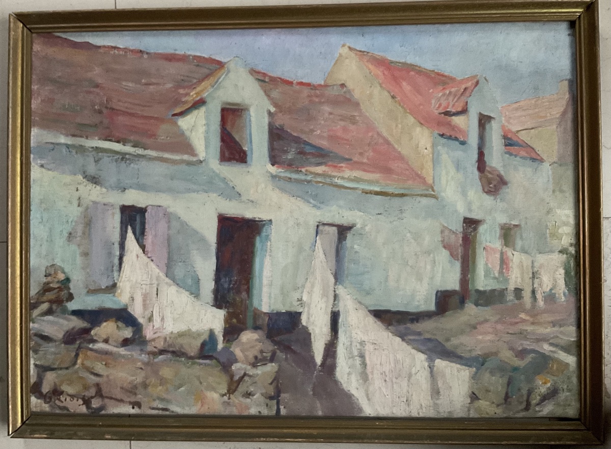 Painting By Griois: Fishermen's Houses Near Boulogne-sur-mer-photo-1