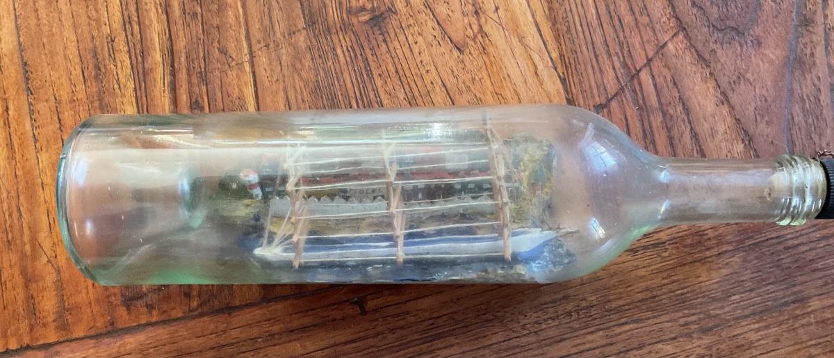 Ship In A Bottle With A Harbor