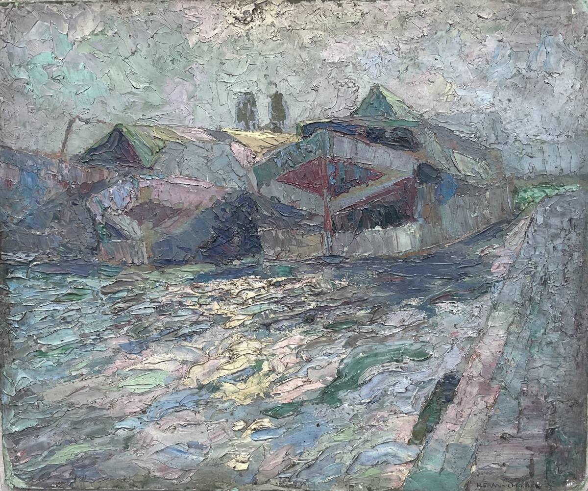 Washing Boats In Paris, 1918, By Heran Chaban-photo-3