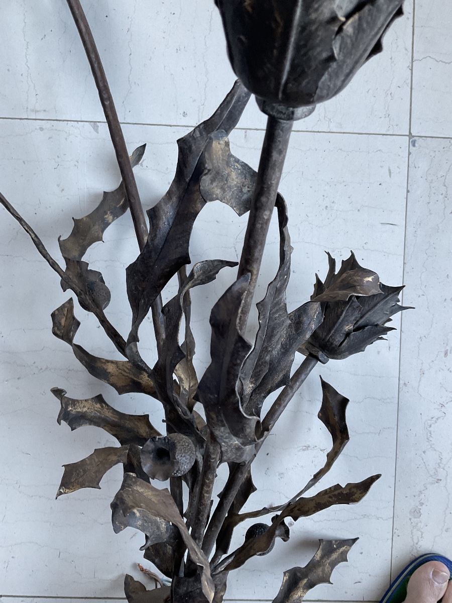 Lustre métal ORION trois branches chardons-photo-4