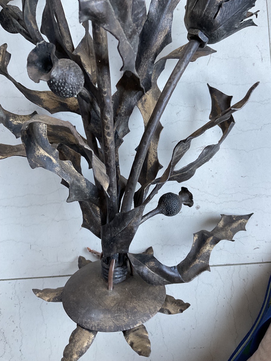 Lustre métal ORION trois branches chardons-photo-1
