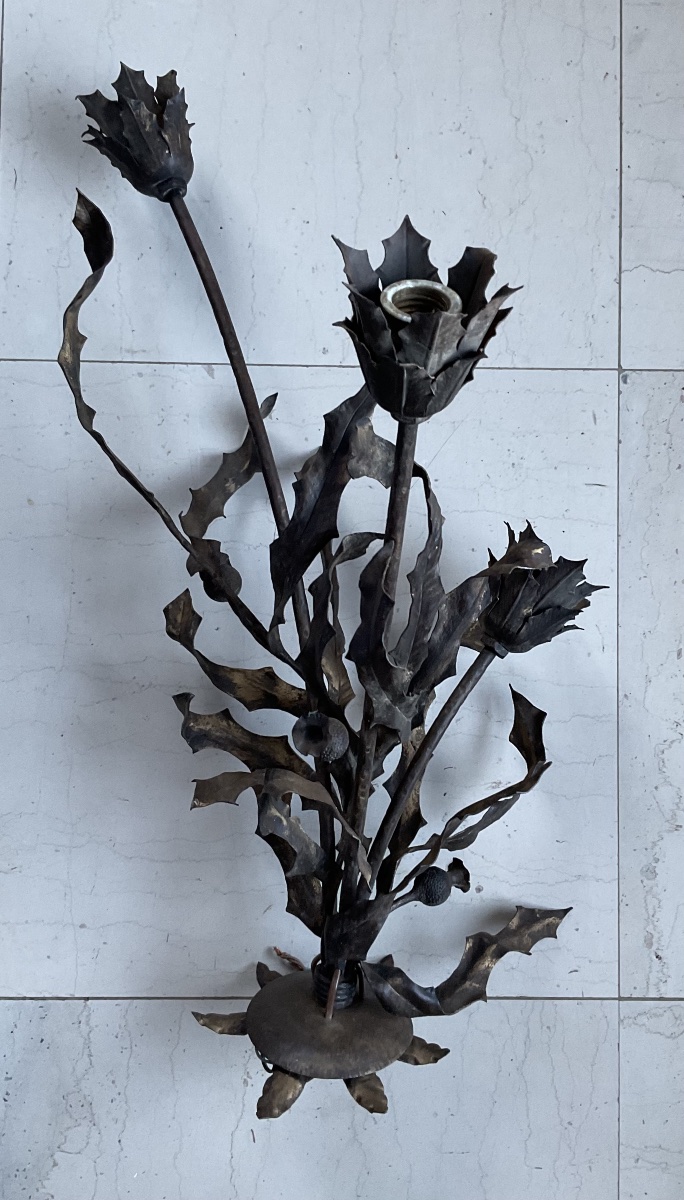 Lustre métal ORION trois branches chardons-photo-2