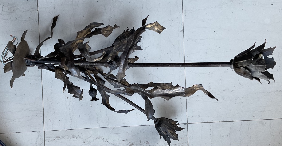 Lustre métal ORION trois branches chardons