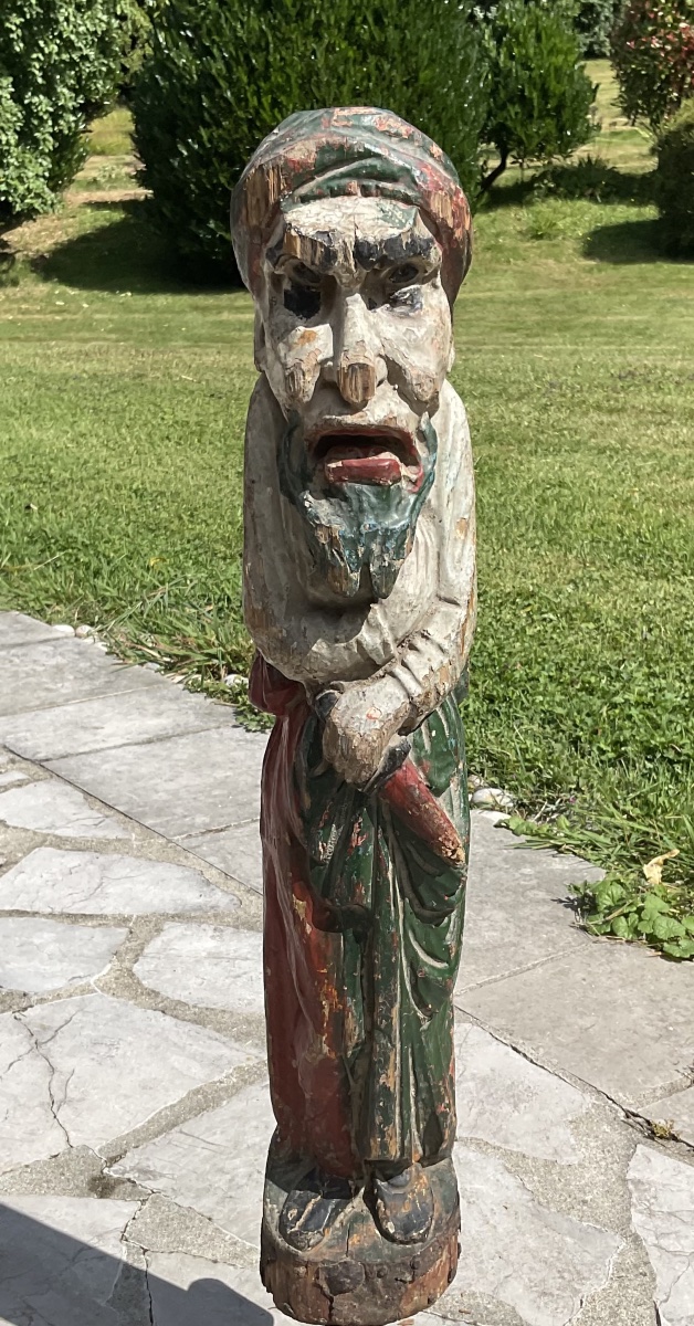 18th-century Polychrome Wooden Statue -photo-2