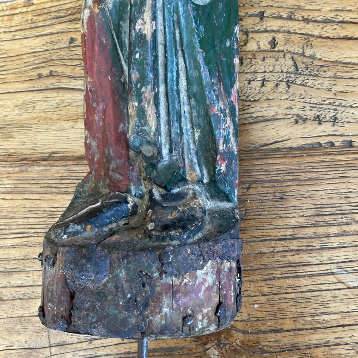18th-century Polychrome Wooden Statue -photo-3
