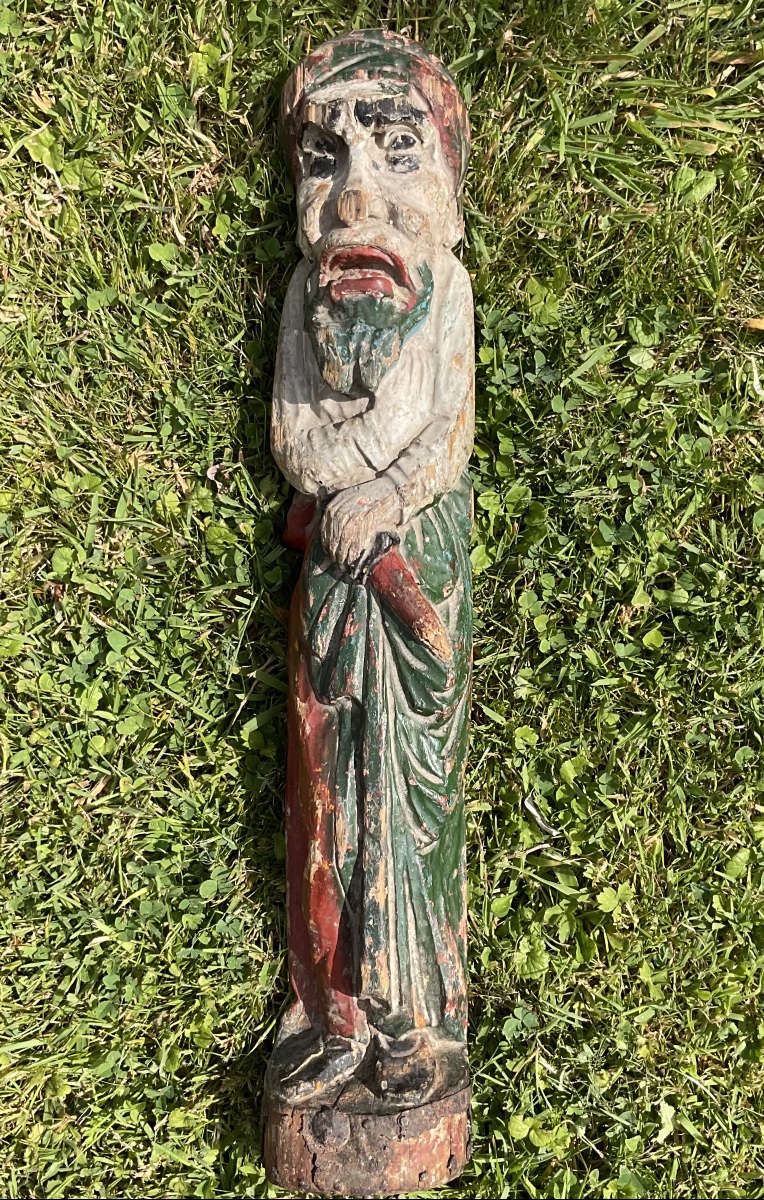 18th-century Polychrome Wooden Statue 