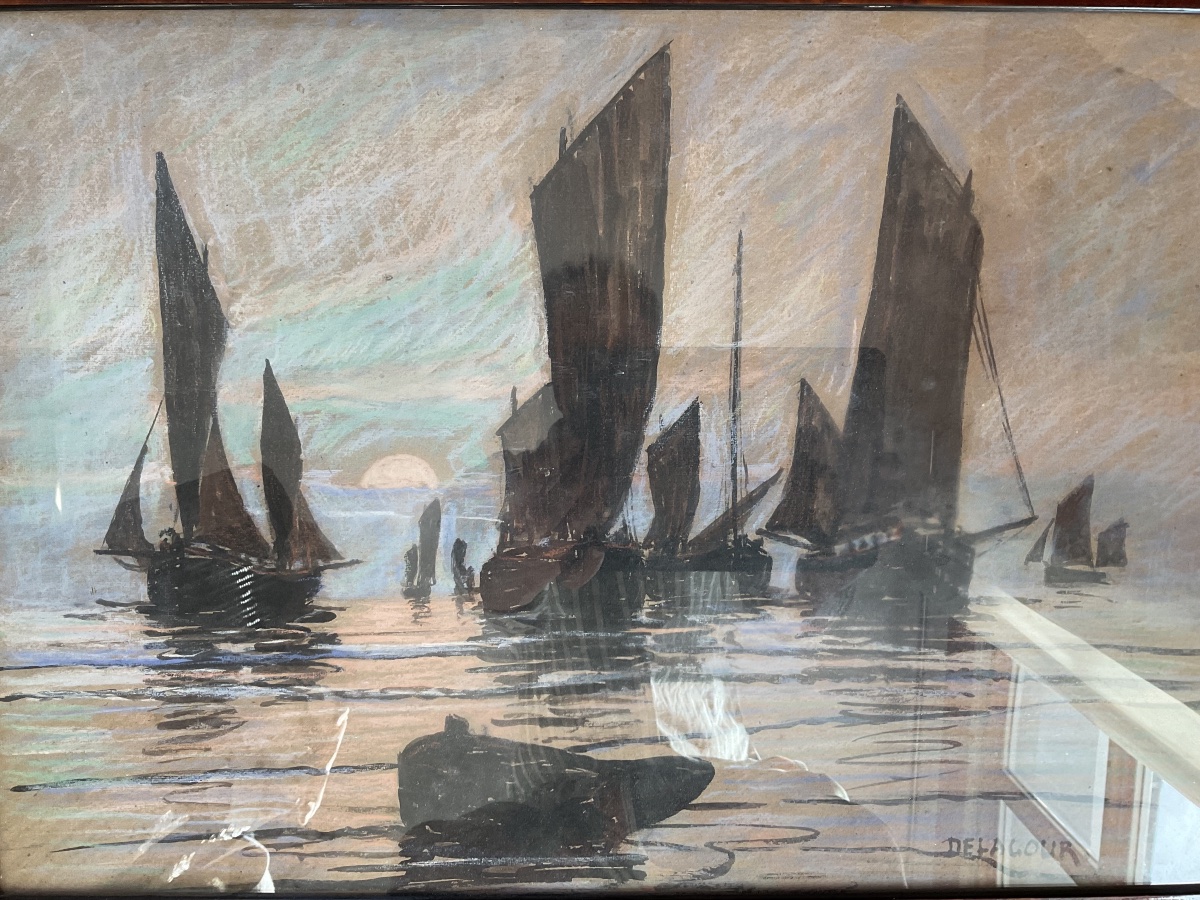 Retour de pêche à Berck pastel de Delacour-photo-1